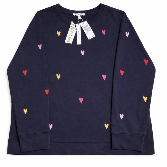 CeCe/Workshop SET 2  Women's Gray/Blue Heart Pattern Crewneck Sweater Size 2XL - Picture 4 of 8